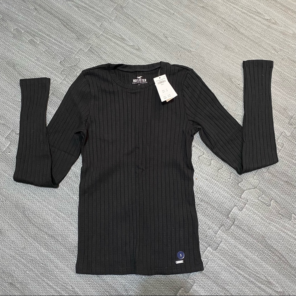 Hollister long sleeve lightweight ribbed thermal, black